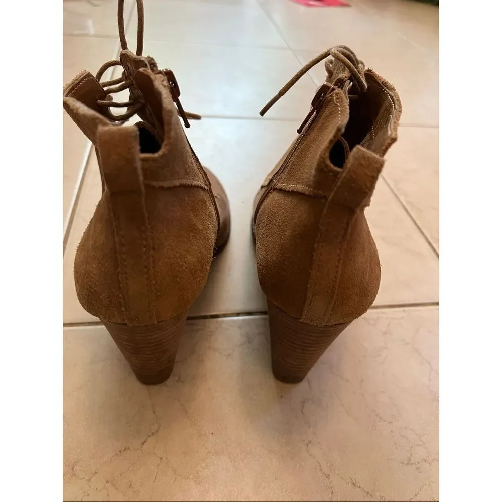 Lucky Brand Tan Yoanna Suede Wedge Bootie Women's Size 8